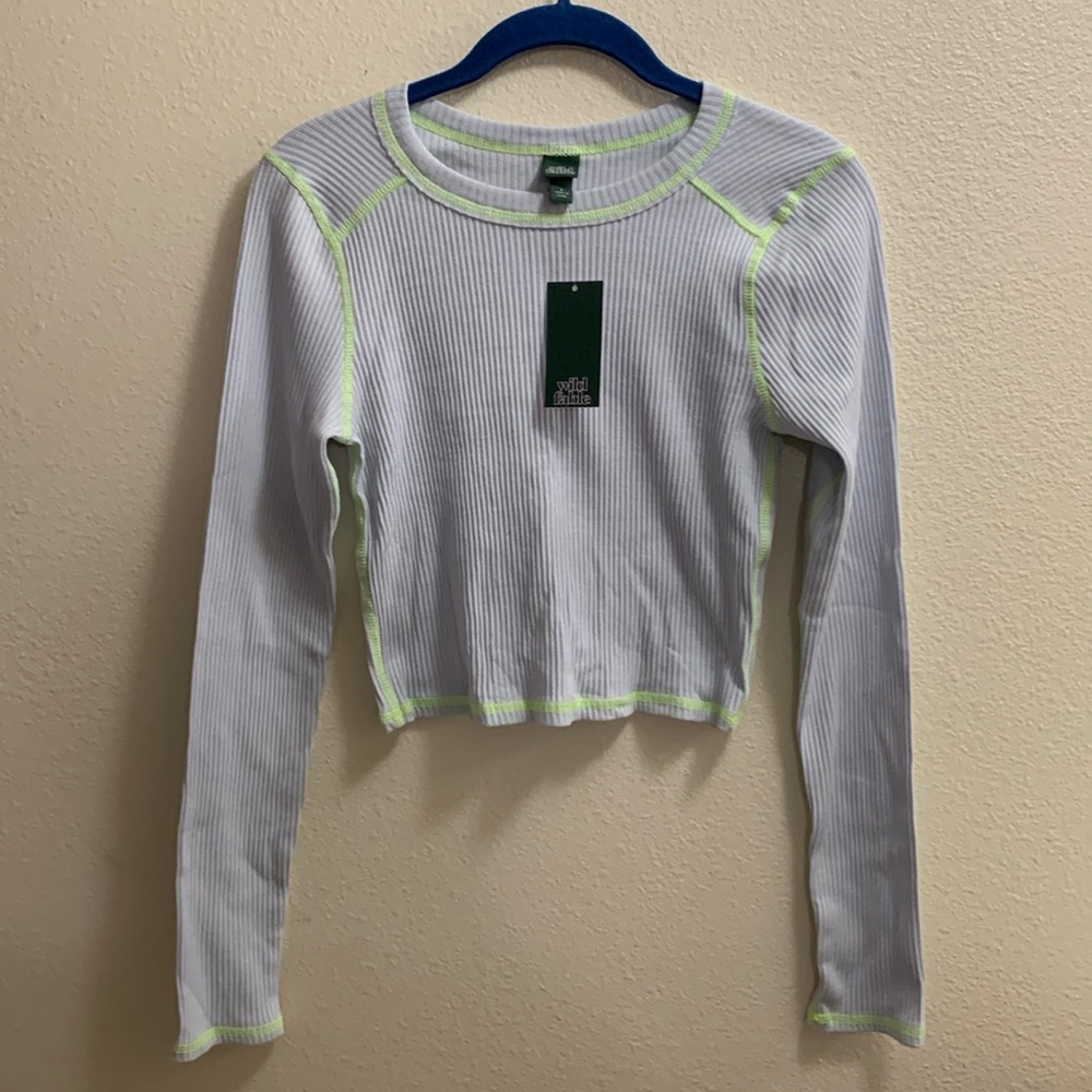 Wild Fable Blue Ribbed Long Sleeved Shirt Size Small Cotton Spandex New Green